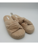 Skin Shoe Womens Size Large Beige Slide On House Slippers Terry Cloth Kn... - £27.23 GBP