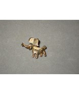 Vintage ELEPHANT Pin Charles PERCY Brooch Gold Tone Green Crystal Eye - $29.70