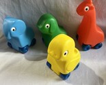 VTG Little Tikes 4 Animal Pals Rolling Toys Giraffe, chicken elephant ra... - $24.74