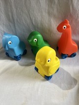 VTG Little Tikes 4 Animal Pals Rolling Toys Giraffe, chicken elephant ra... - £19.43 GBP