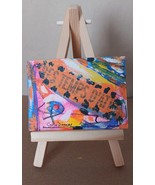 Original Abstract Acrylic Painting Collage Mixed Media Signed 2.5 x 3.5 ... - $2.89
