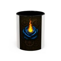 Steampunk Blue Flame Rose Coffee Mug 11oz 15oz Eternal Fire Gears Chains - $18.79+
