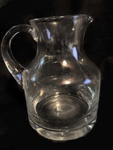 Vntg Clear Glass Pitcher Handmade Applied Handle 5.75&quot; tall 4.25&quot; Dia PET RESCUE - £5.70 GBP