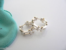 Tiffany and Co Silver 18K Gold Hoops Gate Link Earrings Jewelry Gift Pouch T Co - £557.95 GBP