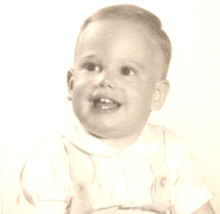Vintage 1960s Baby Boy Smile Few Teeth Studio Black &amp; White Photograph 3.5&quot;x2.5&quot; - £10.34 GBP