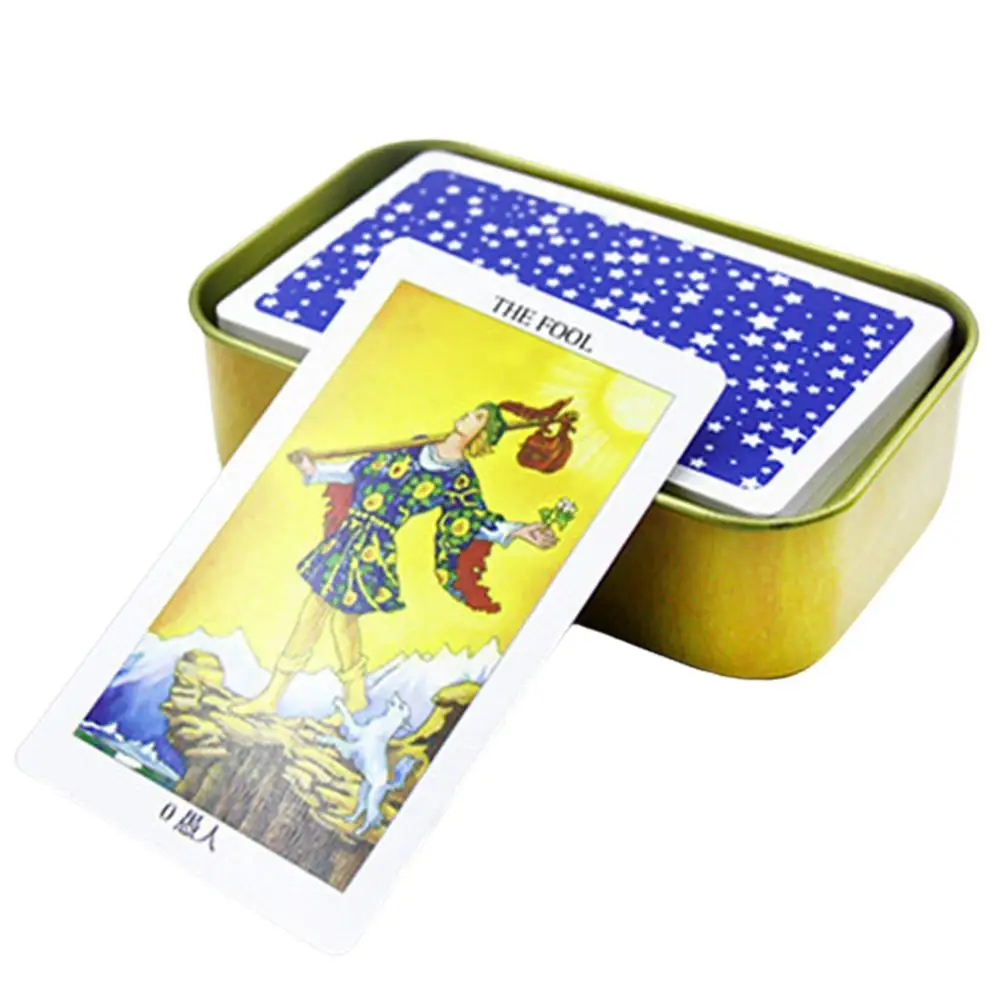 Play Iron Box Tarot Card ClAic Portable Mini Tarot Card Full Set of Flower Shado - £24.69 GBP