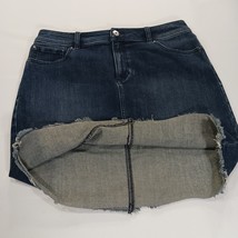 INC International Concepts Women's 12 Blue Cotton Blend Frayed Trim Denim Skirt image 14