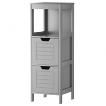 Bathroom Wooden Floor Cabinet Multifunction Storage Rack Stand Organizer-Gray - - £90.72 GBP