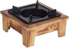 Camping Fire Pit, Outdoor Wood Stove Burner With Wooden Shelf And Alcohol, Outdo - $31.94