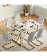 7 Piece Set for Dining Room,  Modern Dining Table Set for 6 with Metal Frame&Pad - $1,233.96