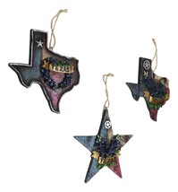 Western Texas Bluebonnet Lone Star State Map Wall Or Tree Ornaments Set of 3 - £22.37 GBP