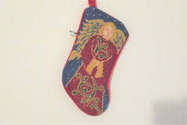 angel christmas stocking, Pier One needlepoint stockings, small vintage stocking - £11.99 GBP