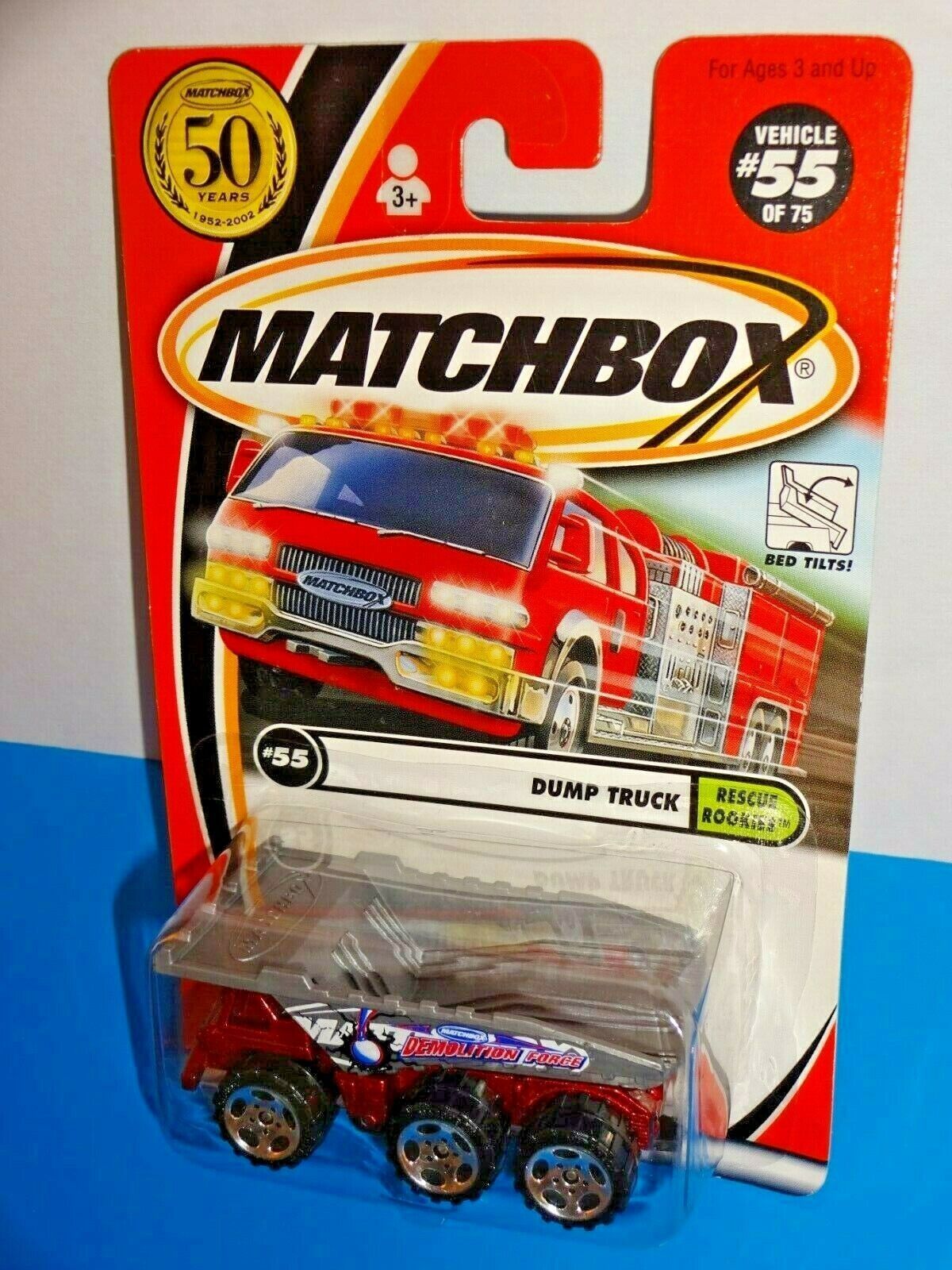 Matchbox 2002 Rescue Rookies Series #55 Dump Truck Red & Silver - £2.36 GBP