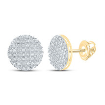 10kt Yellow Gold Mens Round Diamond Circle Earrings 1/4 Cttw - £224.22 GBP