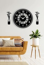 Decorative Mirrored Wall Clock + Vase Painting Silver - €29,96 EUR