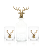 Gold Stag Deer Decanter &amp; Whiskey Glass Set - $180.34 CAD