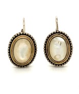Vintage Sterling Signed 925 GV Oval Cabochon Inlay MOP Stone Lever back ... - $88.25 CAD