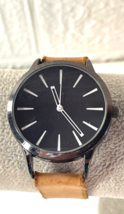 WORKING Cold Picnic Colorblock Brown Leather Black Watch Minimal GENEVA ... - $59.39