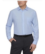 Calvin Klein Mens Dress Shirt Blue Stretch Performance Moisture Wicking - $49.99