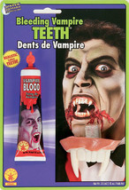 Bleeding Vampire Teeth w/BLOOD Vampire Dracula Fun Effect @ Halloween ! - £4.65 GBP