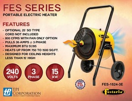 Fostoria FES-1524-3E 15KW 240V 3Ph Portable Electric Salamander Heater - £1,312.50 GBP