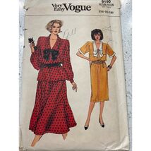 Vintage Vogue 8190 Sewing Pattern For Misses Dress Top &amp; Skirt Sizes 14-... - €6,59 EUR