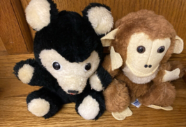 Vintage 70s Dakin Black Bear Plush Rolling Eyes &amp; Knickerbocker Monkey Plush - £14.78 GBP