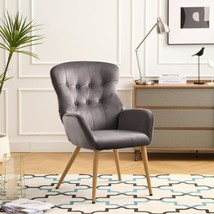 Accent Chair Modern Tufted Button Wingback Vanity Chair with Arms Upholstered - £101.07 GBP