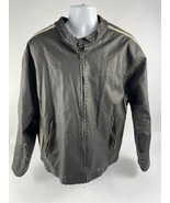 Vintage Arizona Faux Leather Men’s Race Jacket Size 2XL Racing Stripes B... - $59.99