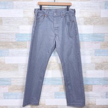 Levis 501 XX Straight Jeans Gray Button Fly Rigid Denim Original Fit Men... - $39.59