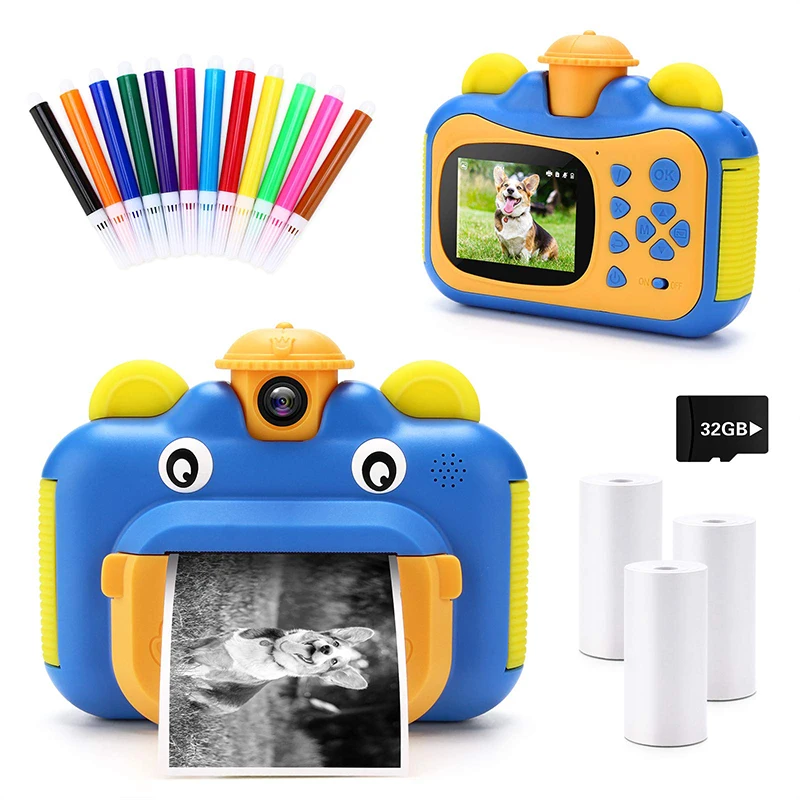 Instant Print Camera for Kids Digital Print Camera HD 1080p Video Photo Selfie - £12.75 GBP+