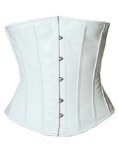 Sexy white leather full corset basque spiral steel boning lacing - £38.59 GBP+