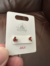 Disney Parks Mickey Mouse Faux Ruby July Birthstone Stud Earrings Gold Color image 2