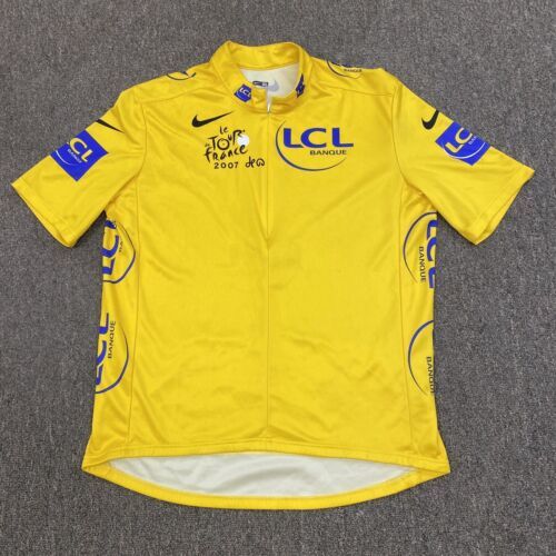 LCL Banque Cycling Team Shirt Le Tour de France 2007 Nike Size XL Made In Italy - $26.18