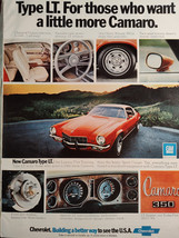 1973 Esquire Original Art Ad Advertisement Chevrolet Chevy CAMARO 350 Type LT - £8.07 GBP