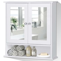 White Bathroom Wall Medicine Cabinet with Mirror and Open Shelf - $2,681.76 MXN