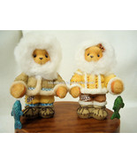 Cherished Teddies Eskimos w/Fish 1999 &amp; 2000 Dated Figurines HSN Ex  #68... - £31.12 GBP