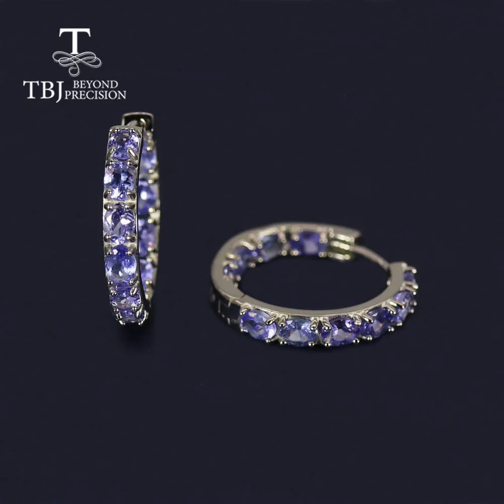 Natural tanzania blue tanzanite oval 3*4real gemstone earrings 925 sterling silv - £167.19 GBP