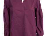 Hinson Wu Purple Collared V Neck Long Sleeve Pull Over Blouse Size Sm - $25.64