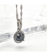 Black diamond pendant necklace 9k white gold/black and white diamond nec... - £869.17 GBP