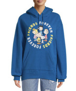 Peanuts Women&#39;s Faux Sherpa Knit Hoodie Top Blue Size S 3-5 NEW - £10.86 GBP