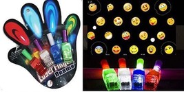 6 SETS EMOJI LIGHT BEAM PROJECTOR FINGER RINGS lightup emojis funny face... - $12.30