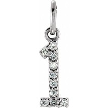 14K White Gold .05 CTW Natural Diamond Numeral 1 Charm - £163.71 GBP