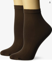 HANES Womens Perfect Socks Opaque Anklet X Temp 2 Pair Pack Coffee Size 2 - NWT - £4.22 GBP