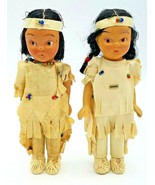 Vintage Native American Dolls Skookums Porcelain Heads Beaded 4 3/4&quot; Tall - £18.87 GBP