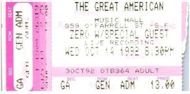 Vintage Zero Ticket Stub Octobre 14 1992 San Francisco California - $34.63