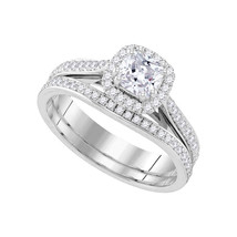14kt White Gold Cushion Diamond Bridal Wedding Ring Band Set 1 Ctw - £3,939.54 GBP