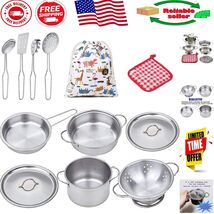 Stainless Steel Kids Pots and Pans Set - Realistic Play Cooking Set for ... - $608.16 MXN