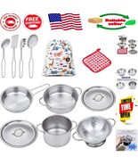 Stainless Steel Kids Pots and Pans Set - Realistic Play Cooking Set for ... - $608.16 MXN