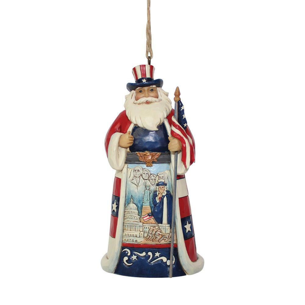 American Santa Ornament from Jim Shore Heartwood Creek Collection Hanging  - $29.20